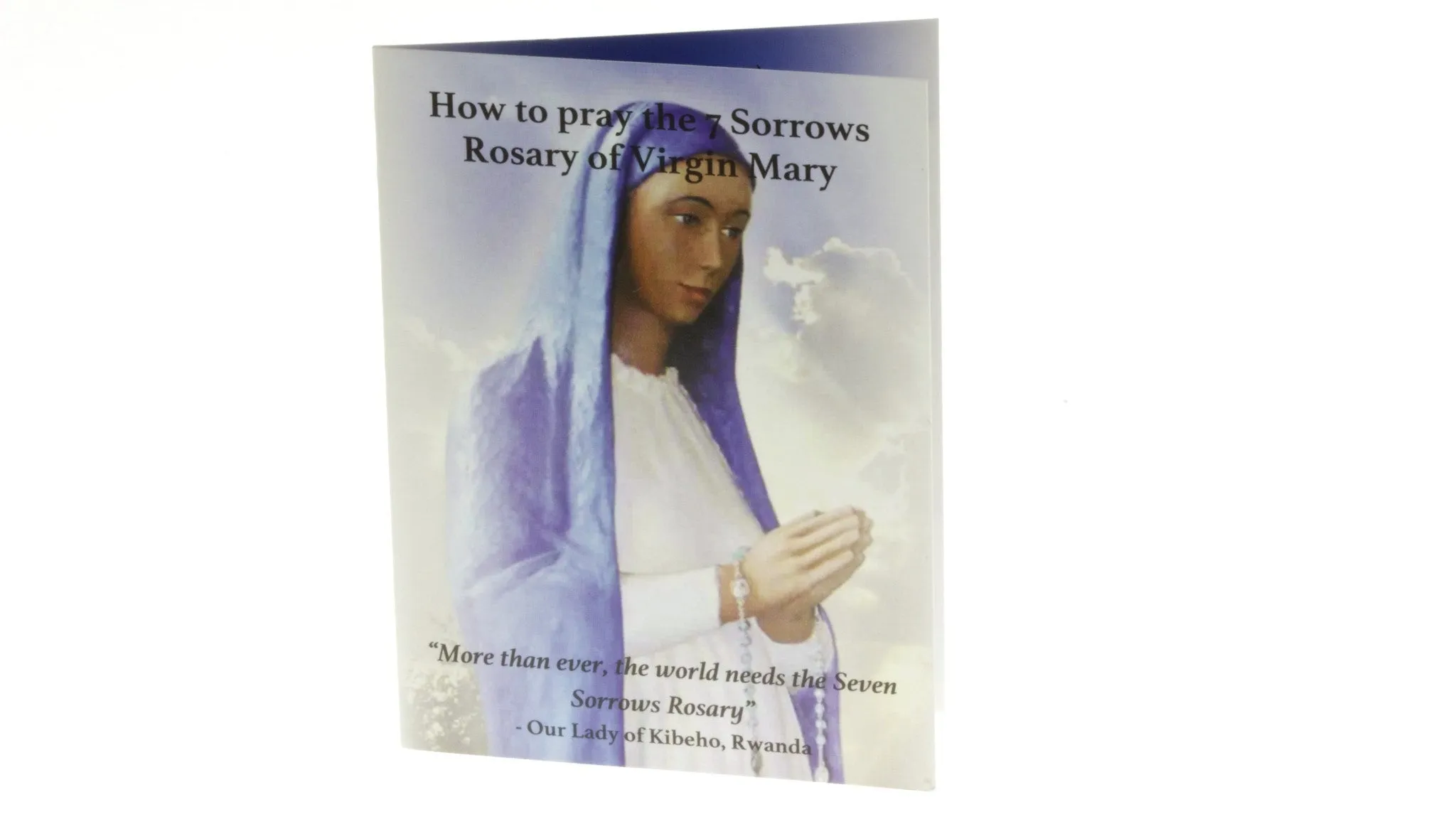 10 Black Wood Beads, Chrome Medals, 7 Sorrows Rosary with 10 Prayer Booklets