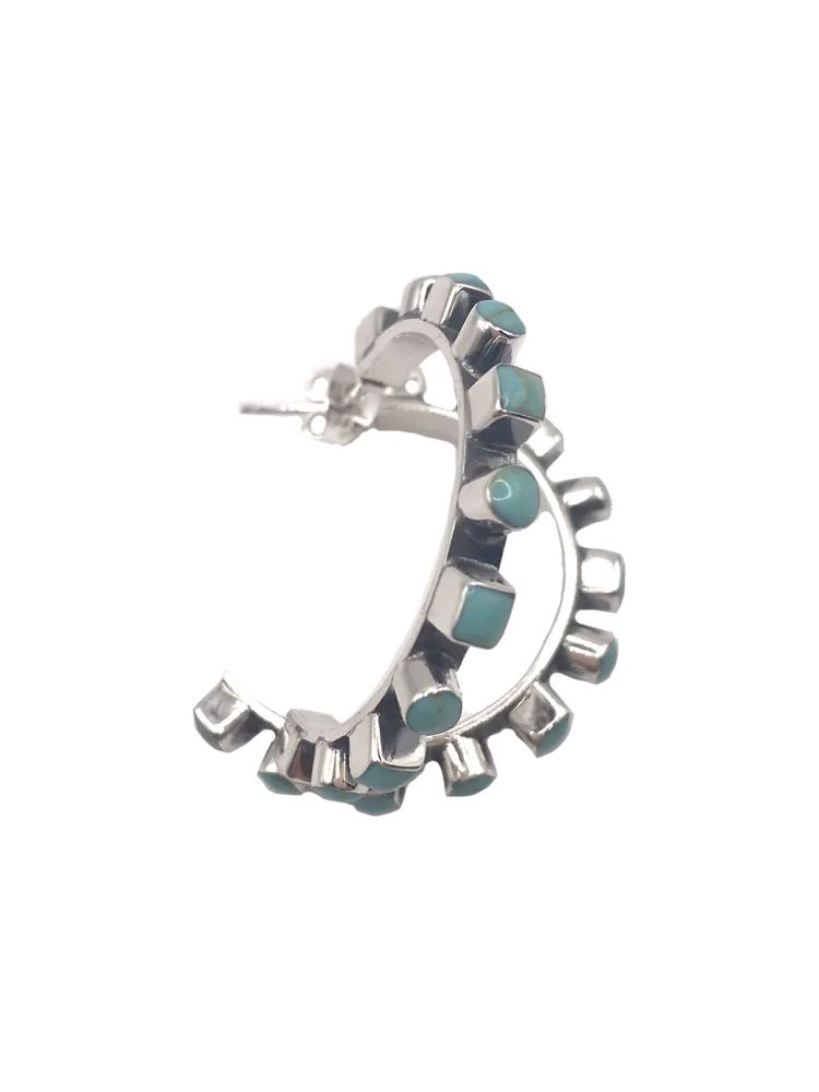 11 Square   Circle Settings in Half-Hoop Post Earrings