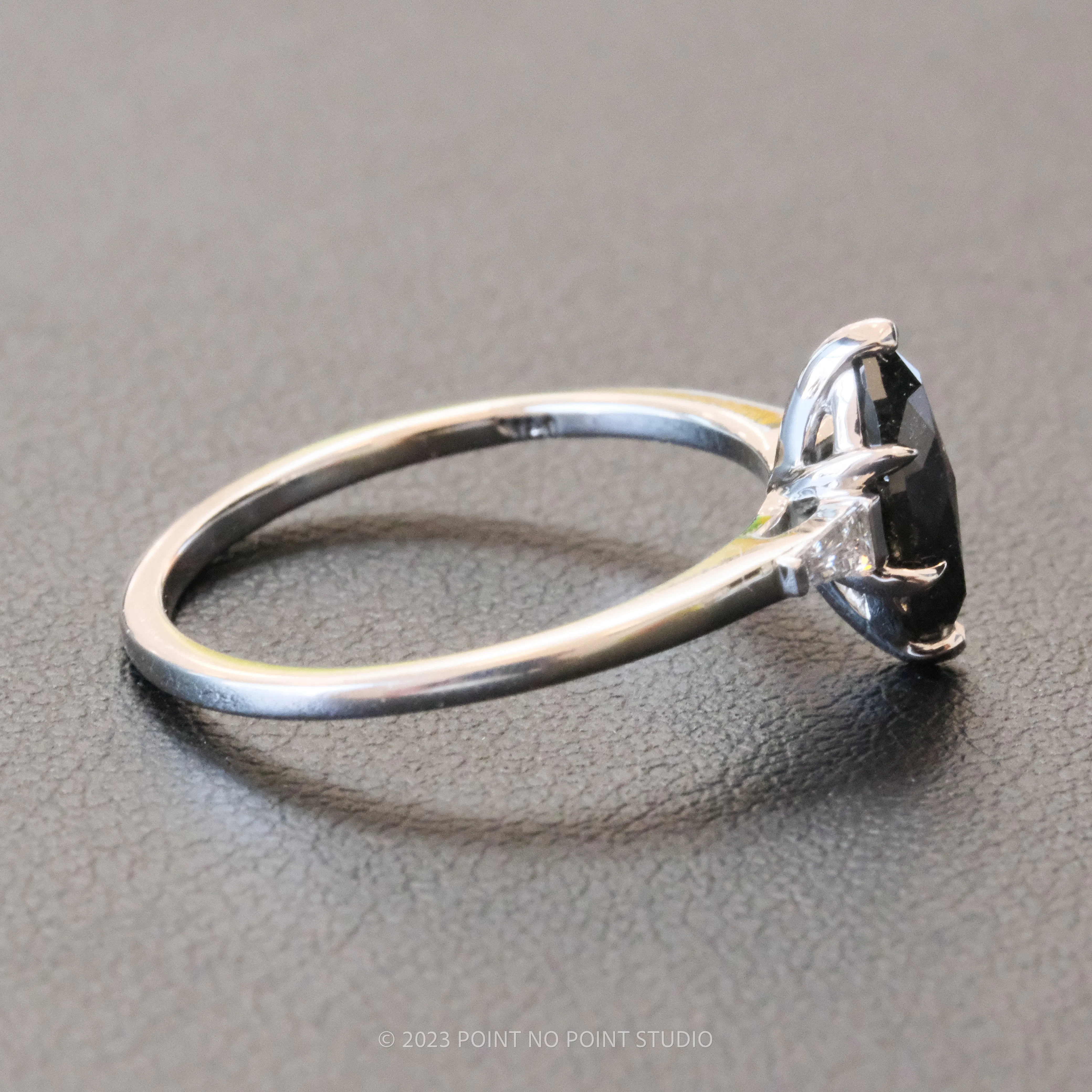 1.25 Carat Black Marquise Diamond Engagement Ring, Zoe Setting, 14K White Gold