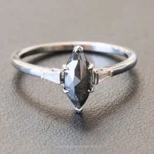 1.25 Carat Black Marquise Diamond Engagement Ring, Zoe Setting, 14K White Gold