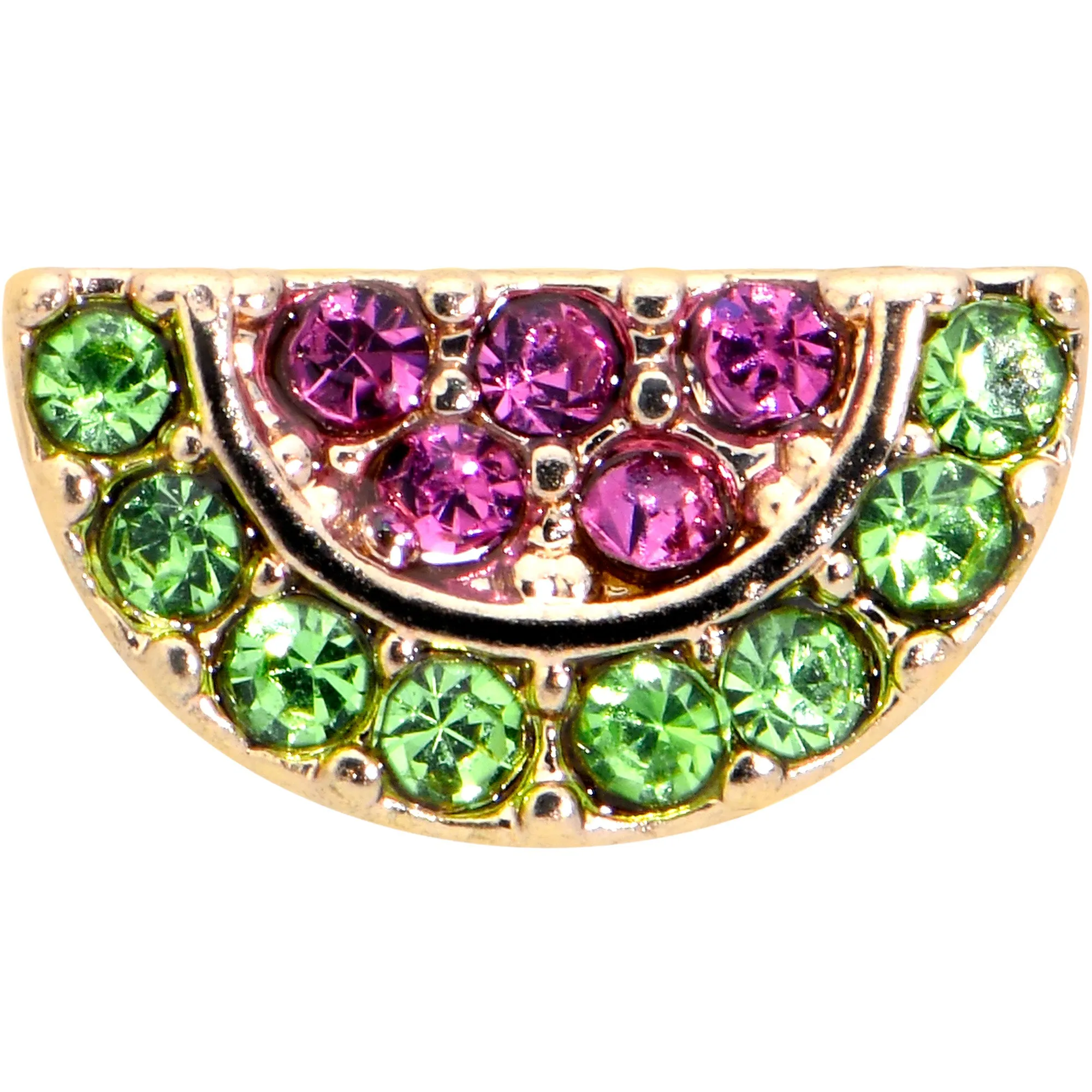 16 Gauge 5/16 Pink Green Gem Gold Tone Watermelon Labret Monroe Tragus