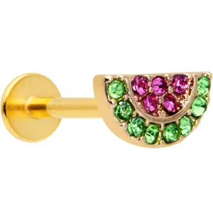 16 Gauge 5/16 Pink Green Gem Gold Tone Watermelon Labret Monroe Tragus