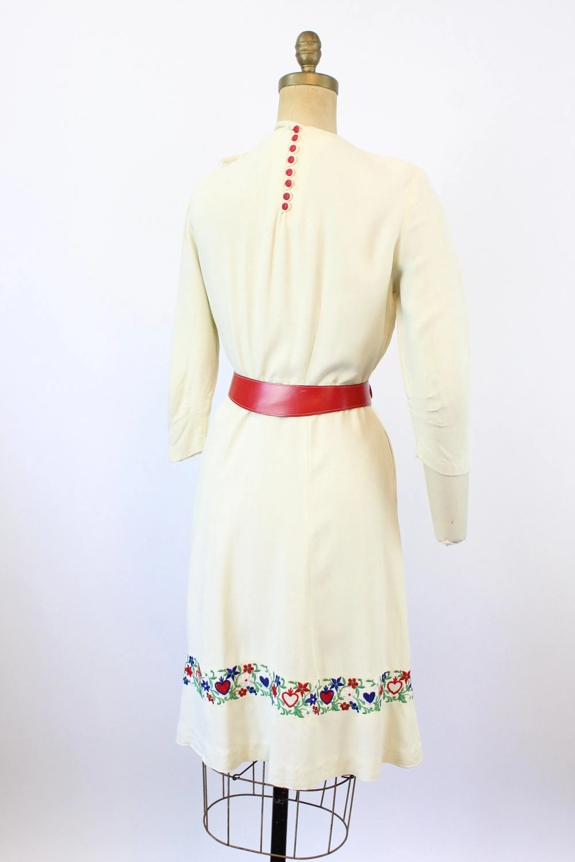 1930s JANE WHITNEY heart embroidered dress medium | new winter