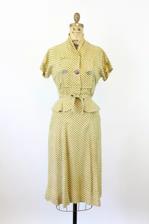 1940s MARY MUFFET star print peplum dress xxs | new spring