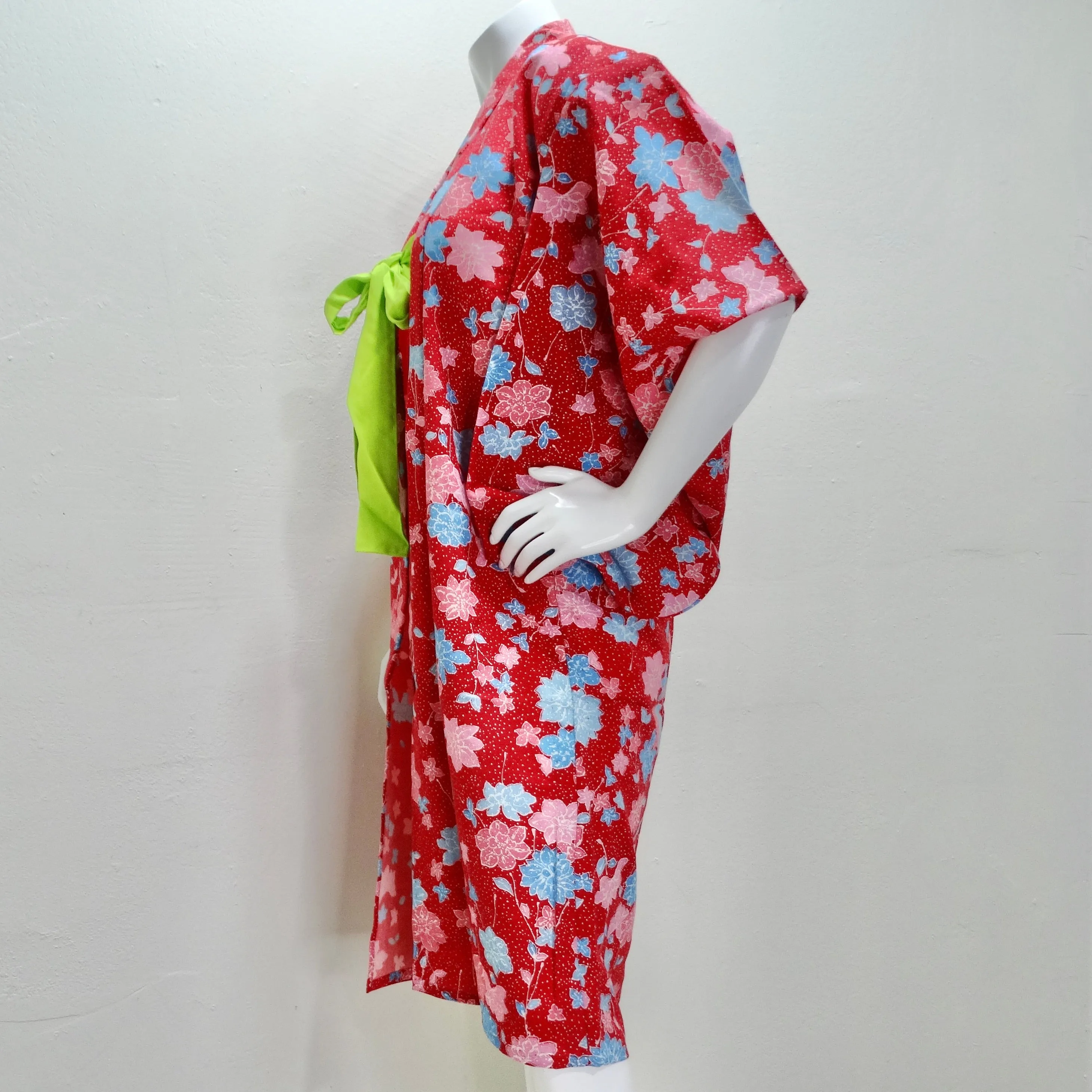 1970s Handmade Japanese Red Cotton Kimono