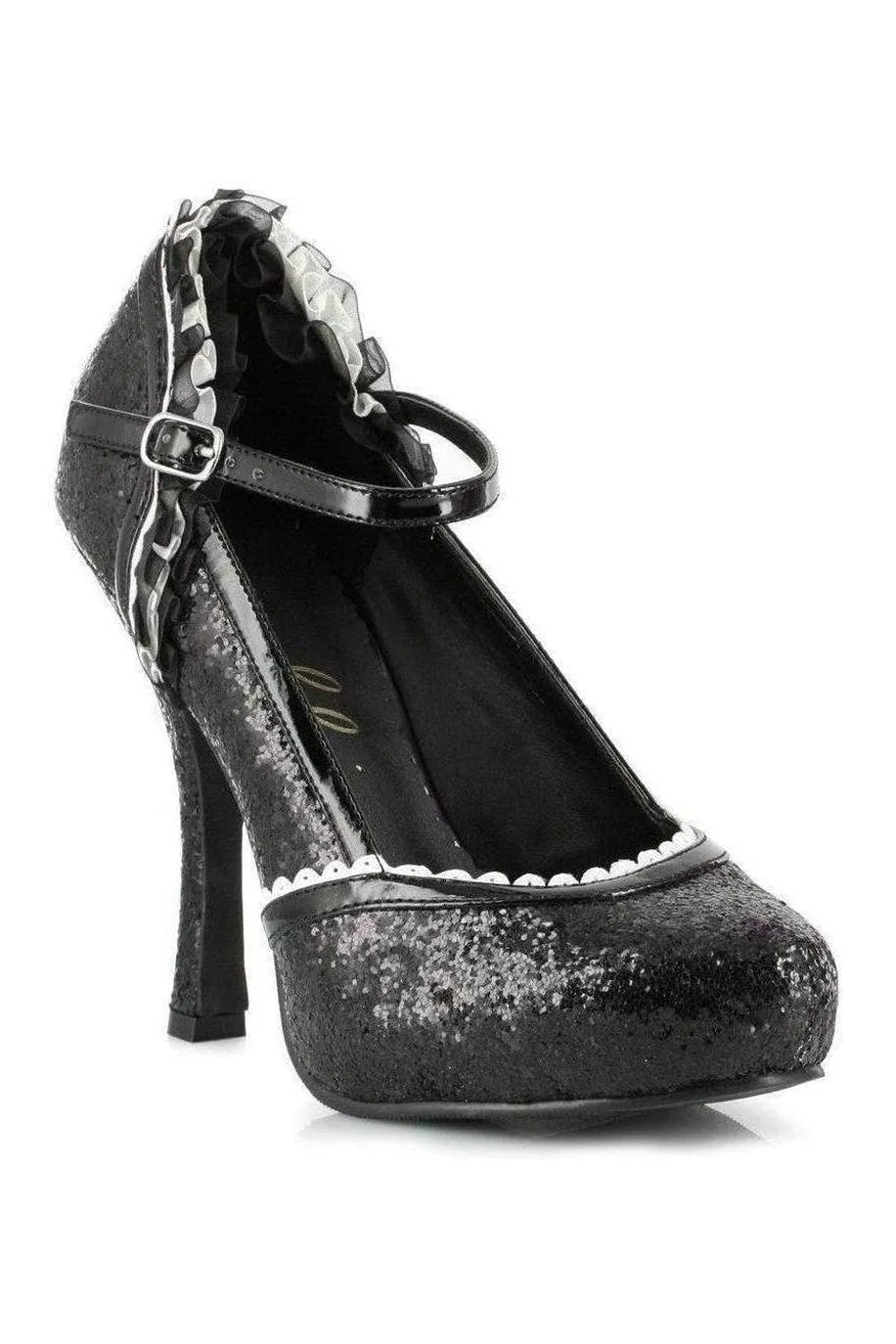 453-LACEY Costume Pump | Black Glitter
