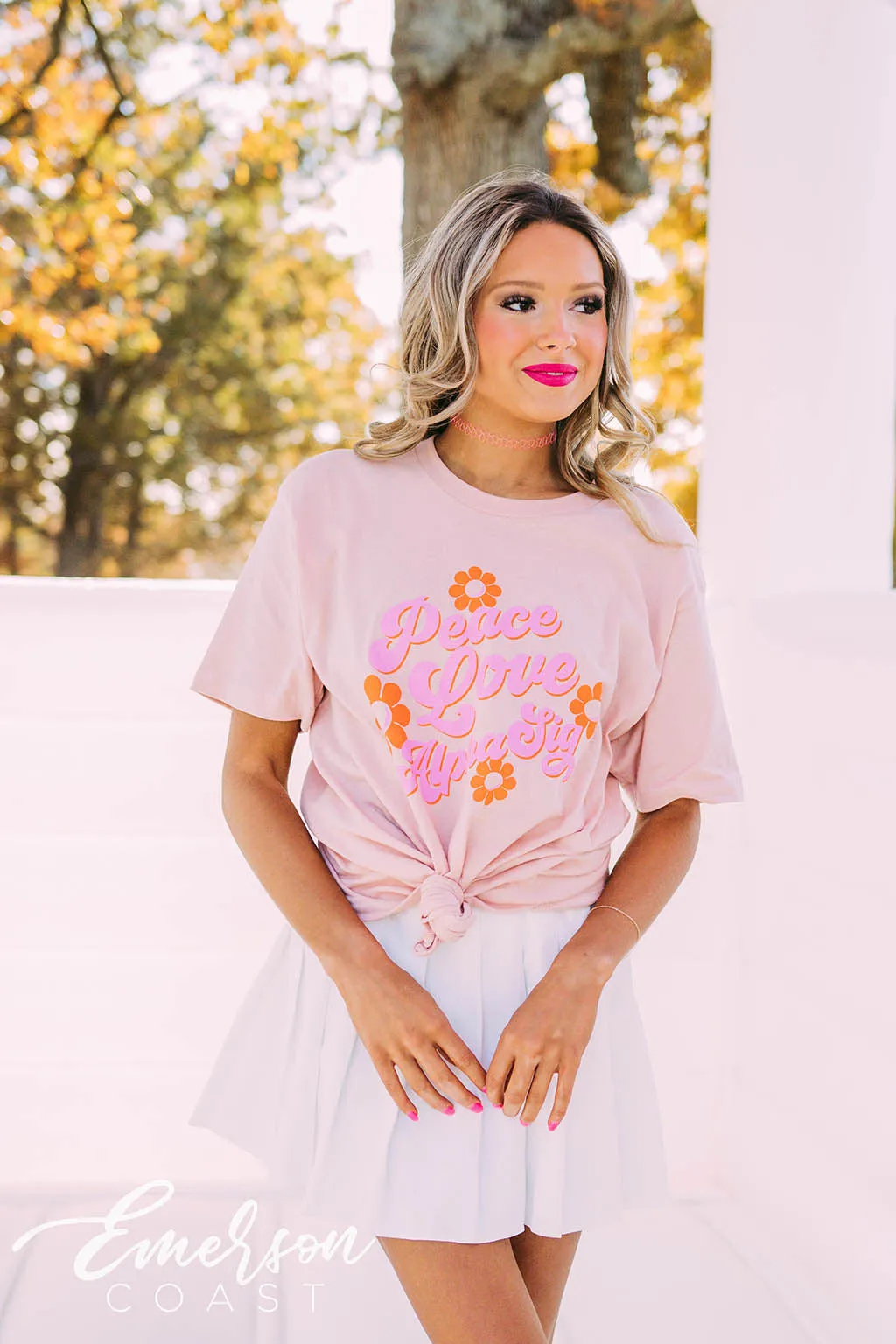 Alpha Sigma PR Peace Love Floral Tee