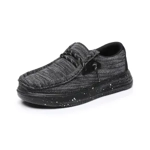 Apakowa Kids Boys Girls Loafers Slip-On Casual Walking Shoes-XFQ127-Black