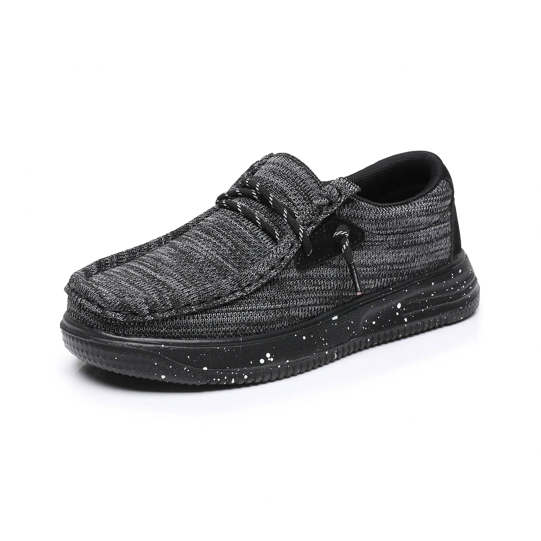 Apakowa Kids Boys Girls Loafers Slip-On Casual Walking Shoes-XFQ127-Black
