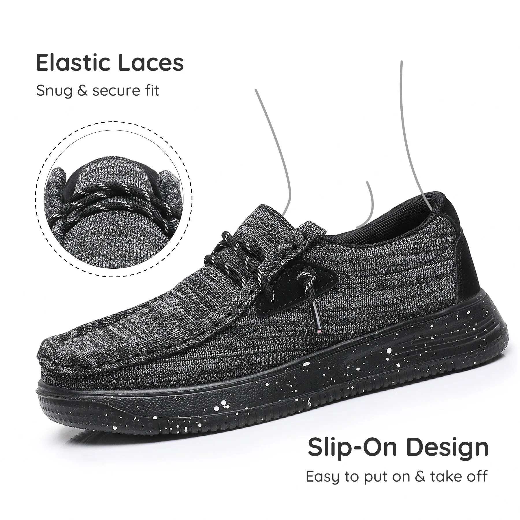 Apakowa Kids Boys Girls Loafers Slip-On Casual Walking Shoes-XFQ127-Black