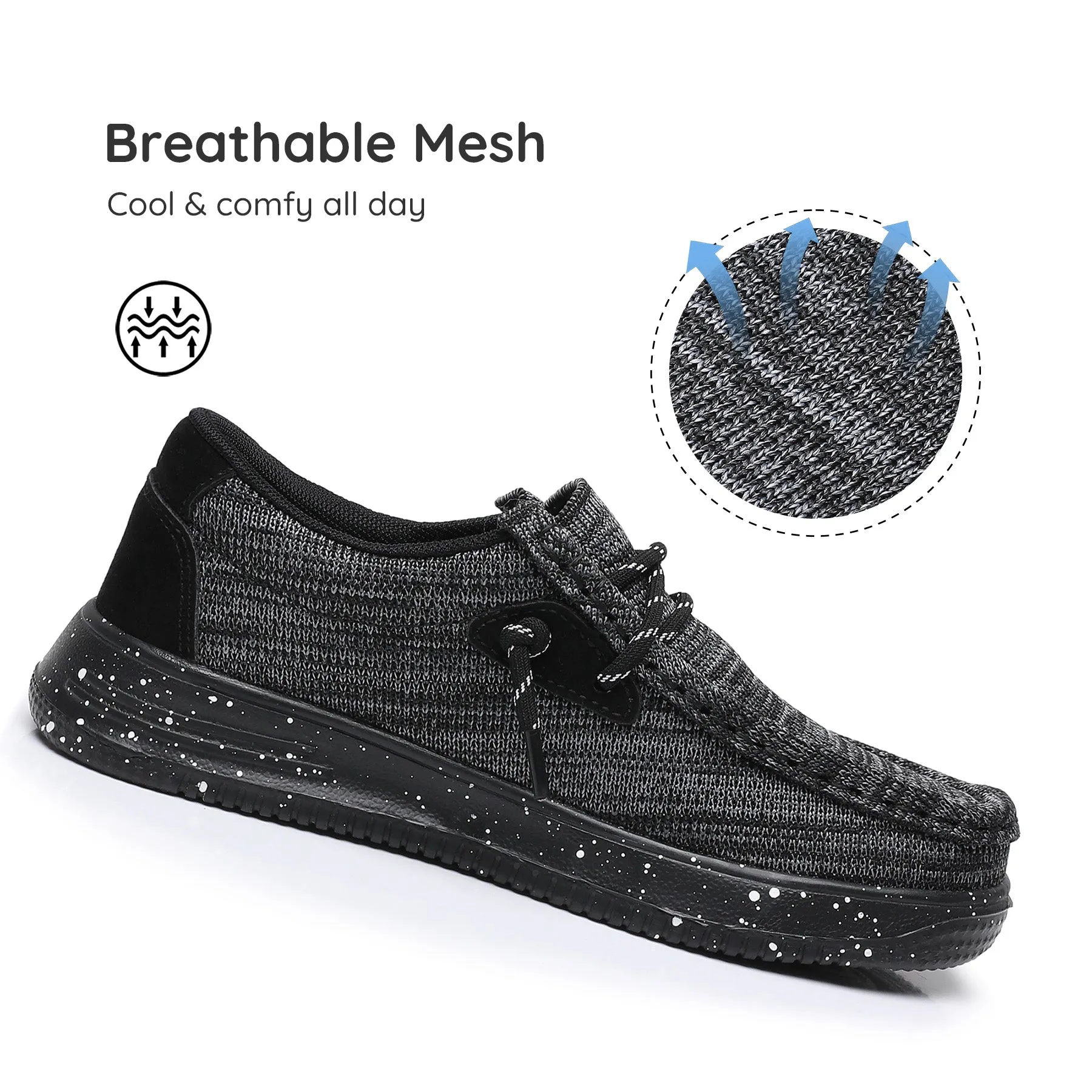 Apakowa Kids Boys Girls Loafers Slip-On Casual Walking Shoes-XFQ127-Black