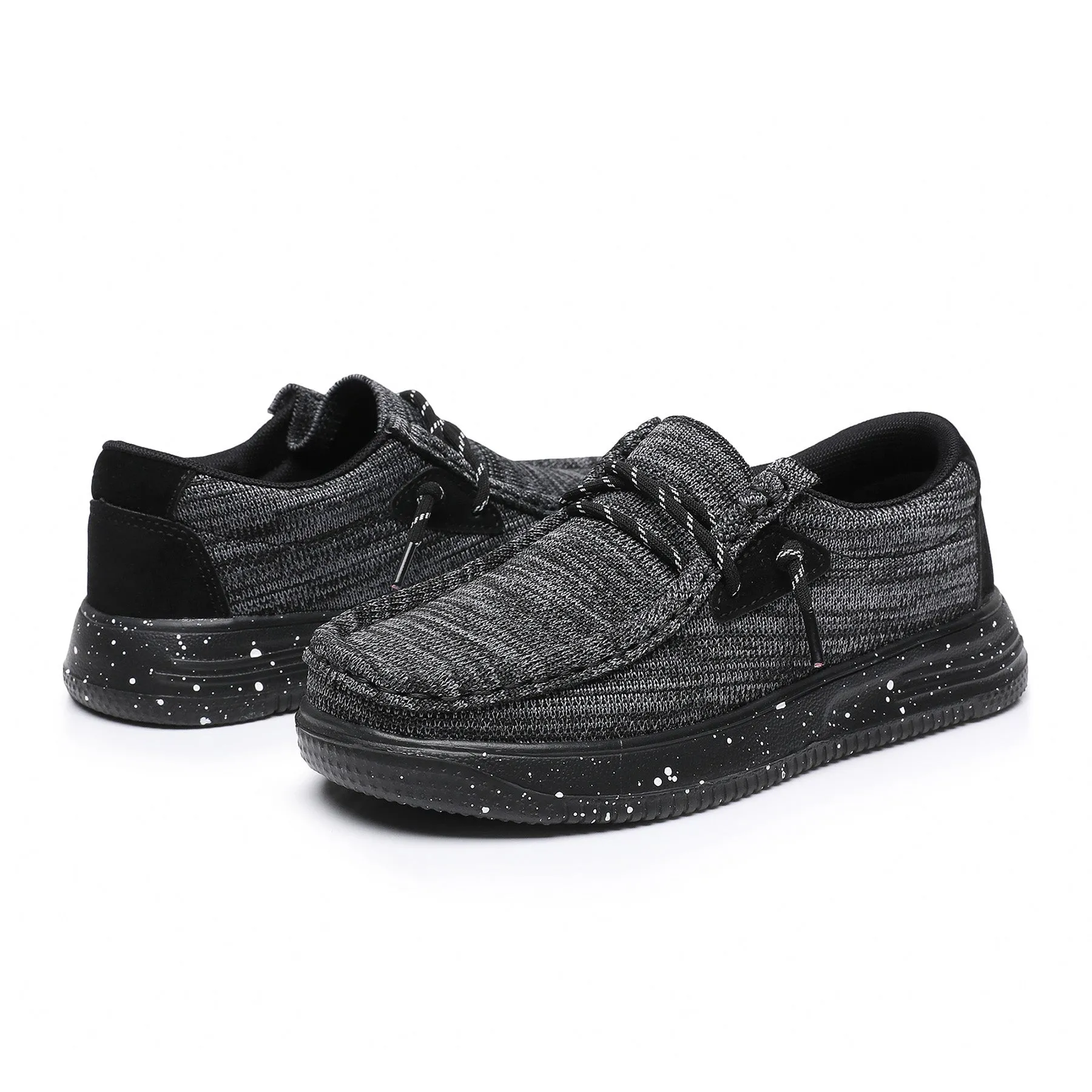 Apakowa Kids Boys Girls Loafers Slip-On Casual Walking Shoes-XFQ127-Black