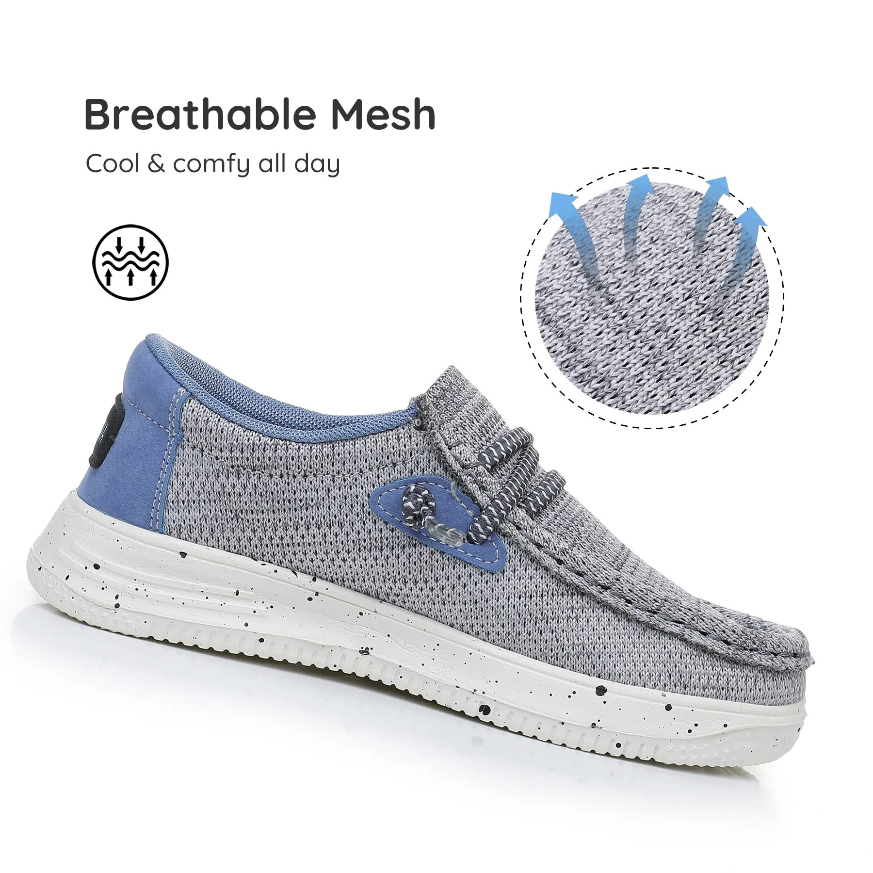 Apakowa Kids Boys Girls Loafers Slip-On Casual Walking Shoes-XFQ520-Grey