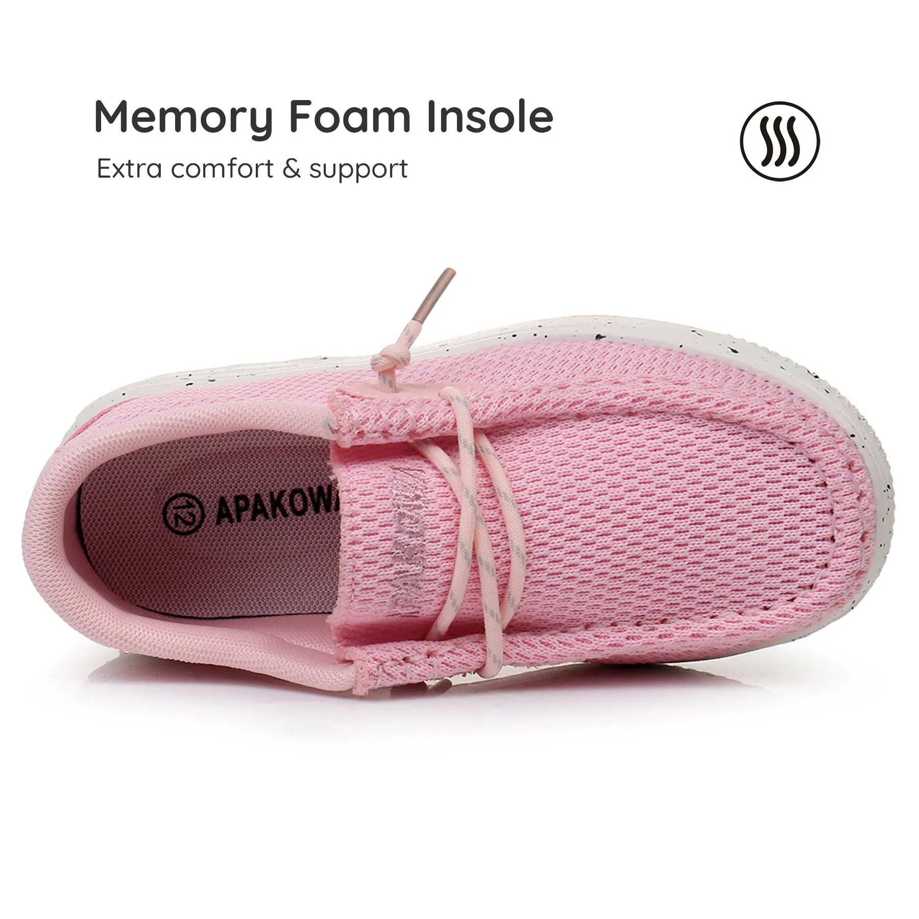 Apakowa Kids Boys Girls Loafers Slip-On Casual Walking Shoes-XFQ627-Pink