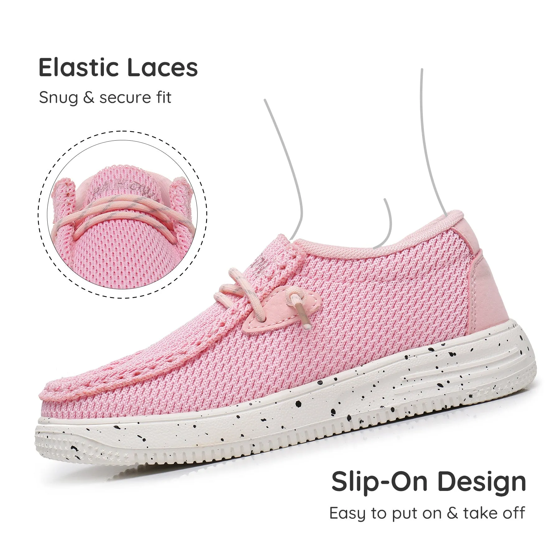 Apakowa Kids Boys Girls Loafers Slip-On Casual Walking Shoes-XFQ627-Pink