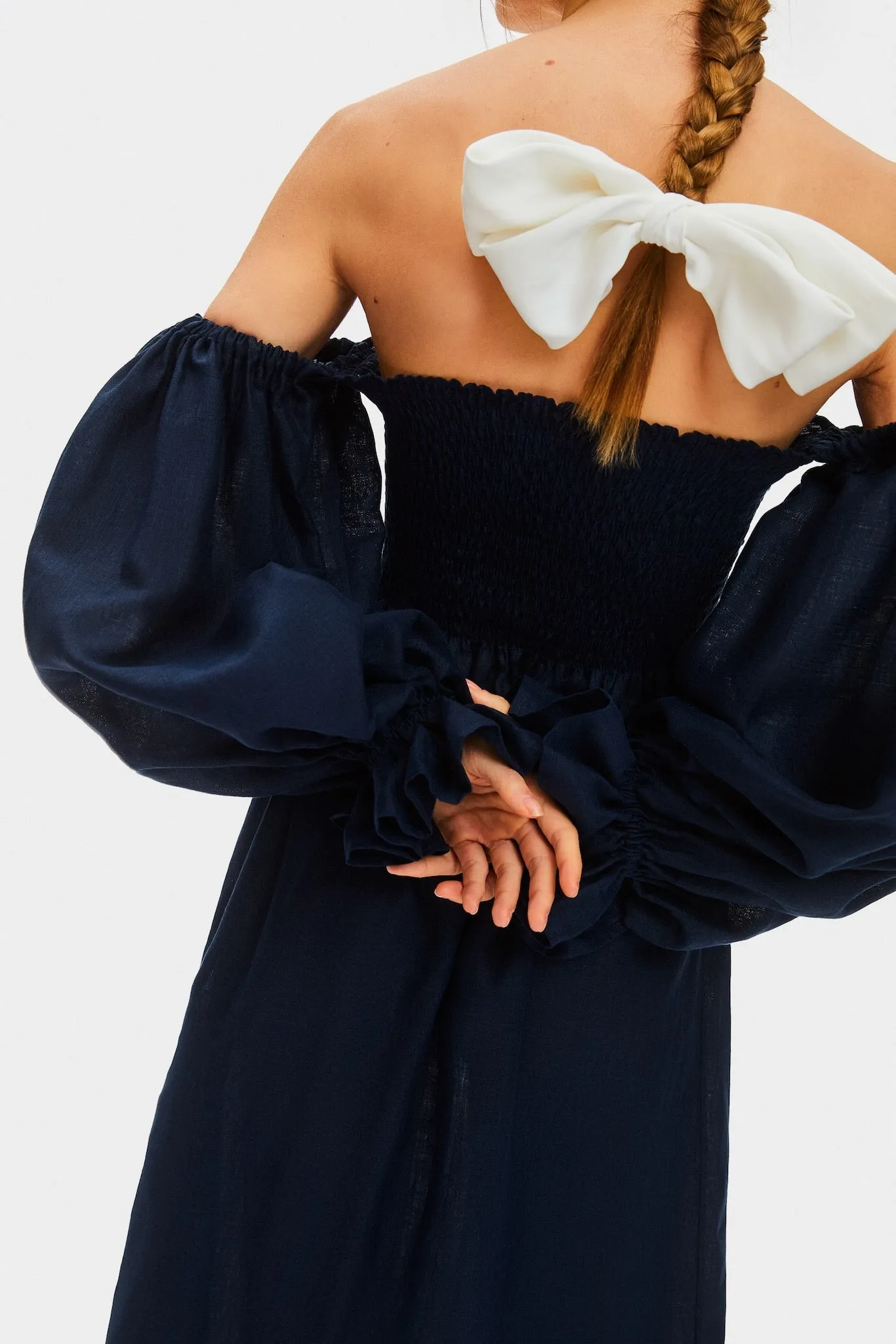 Atlanta Linen Dress in Navy