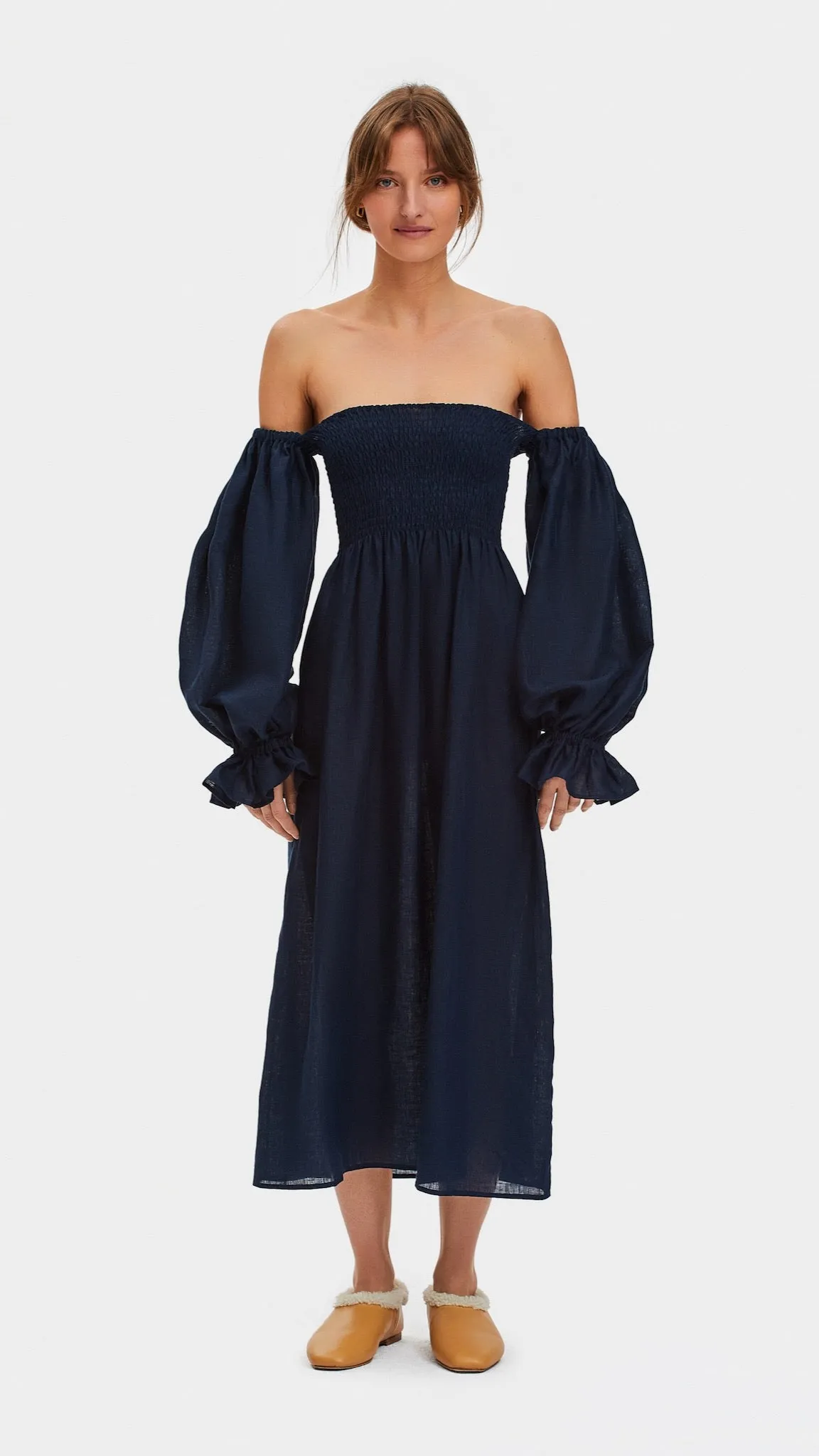 Atlanta Linen Dress in Navy
