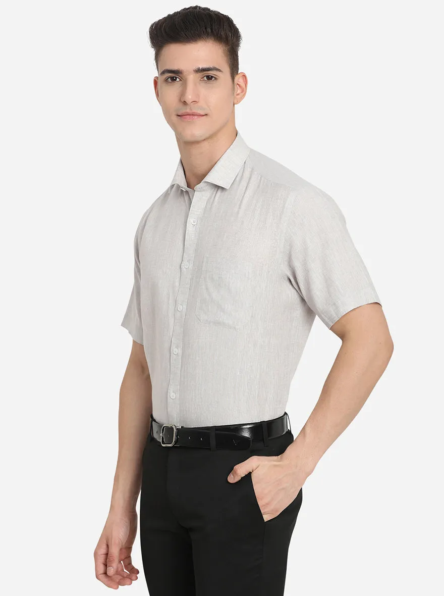 Beige Solid Regular Fit Formal Shirt | JadeBlue