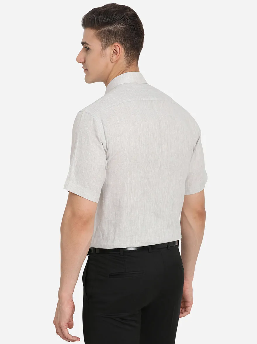 Beige Solid Regular Fit Formal Shirt | JadeBlue