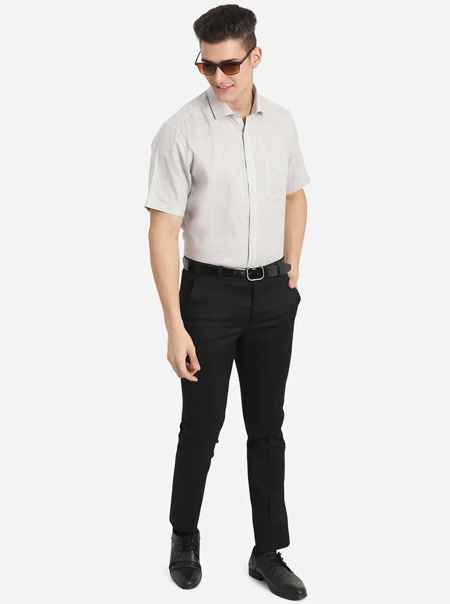Beige Solid Regular Fit Formal Shirt | JadeBlue