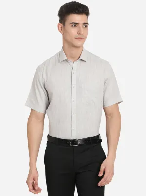 Beige Solid Regular Fit Formal Shirt | JadeBlue
