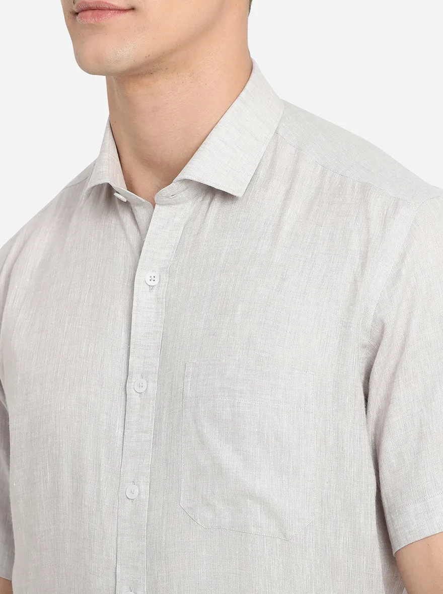 Beige Solid Regular Fit Formal Shirt | JadeBlue