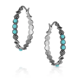 BGER5032 Earrings - Round N Round Turquoise Hoop