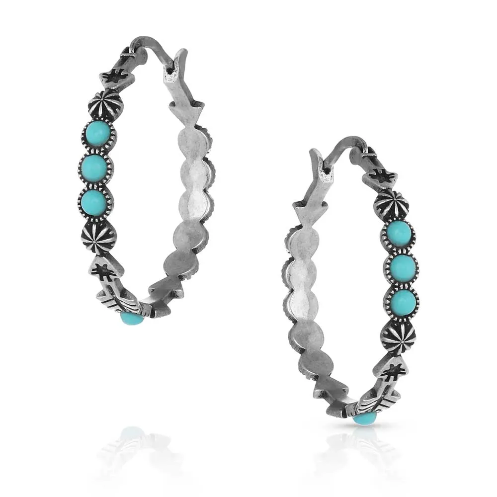BGER5032 Earrings - Round N Round Turquoise Hoop