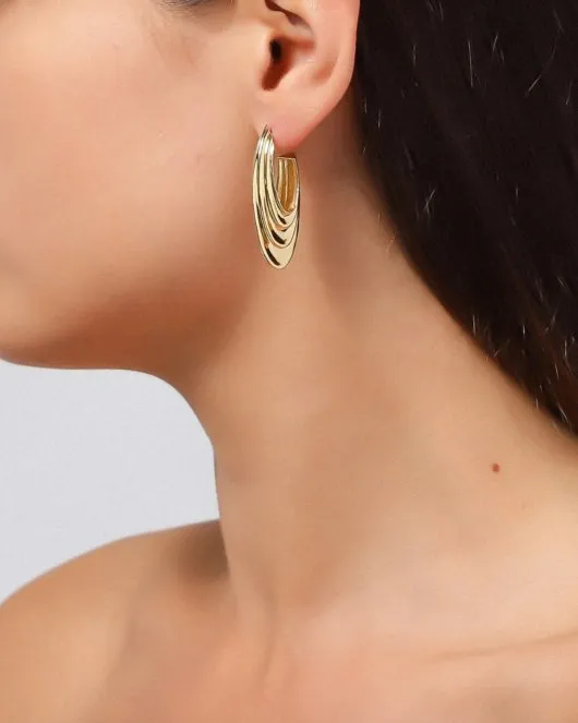 Big Sculpture Earring - Gold