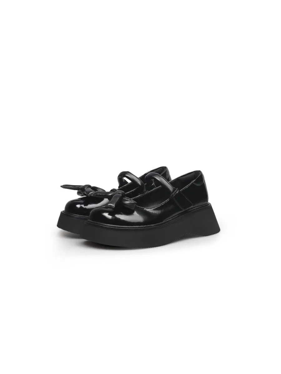 Black Patent Leather Tie-Bow Mary Jane