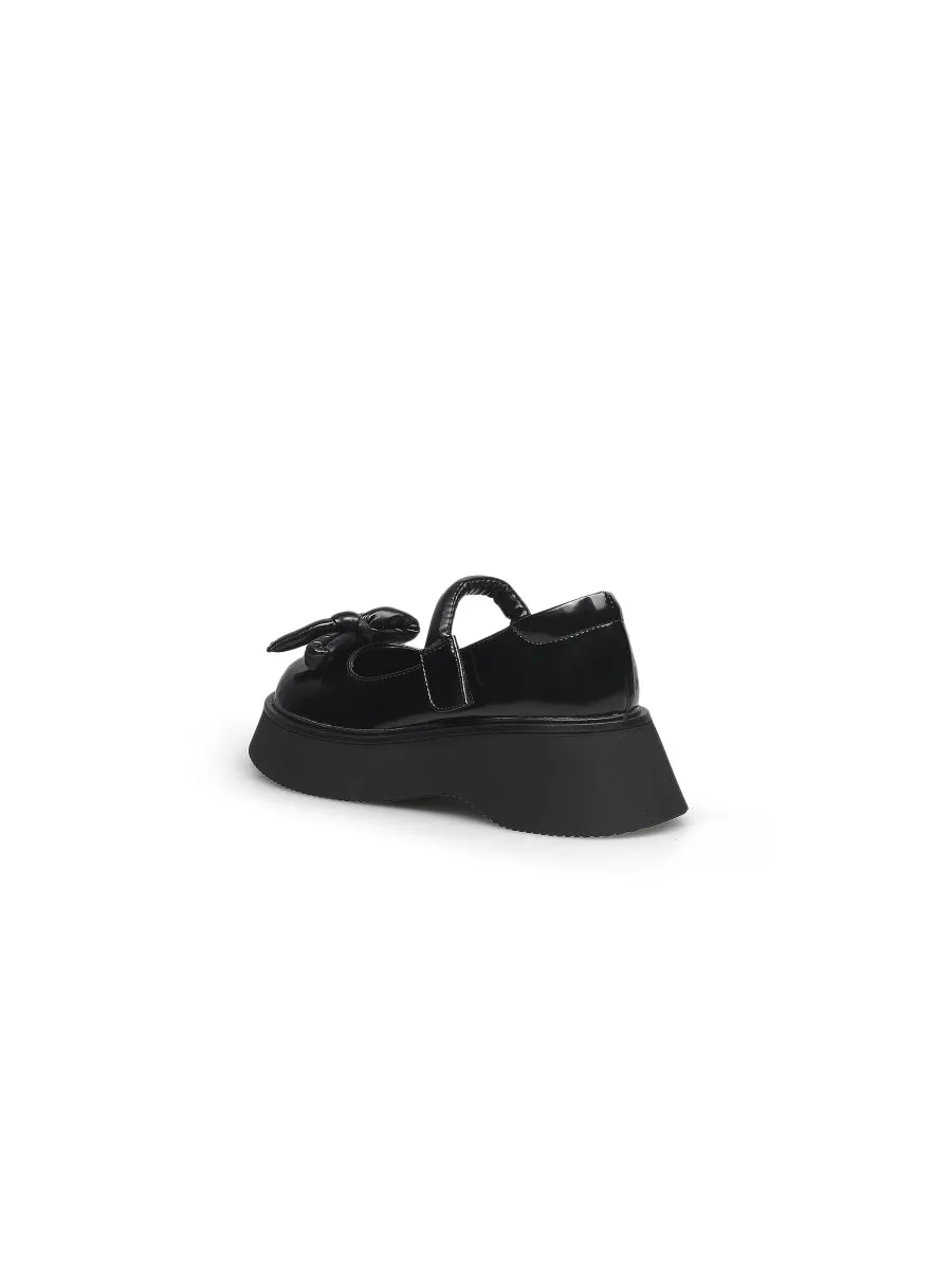 Black Patent Leather Tie-Bow Mary Jane