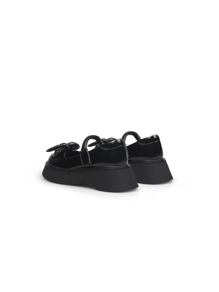 Black Patent Leather Tie-Bow Mary Jane