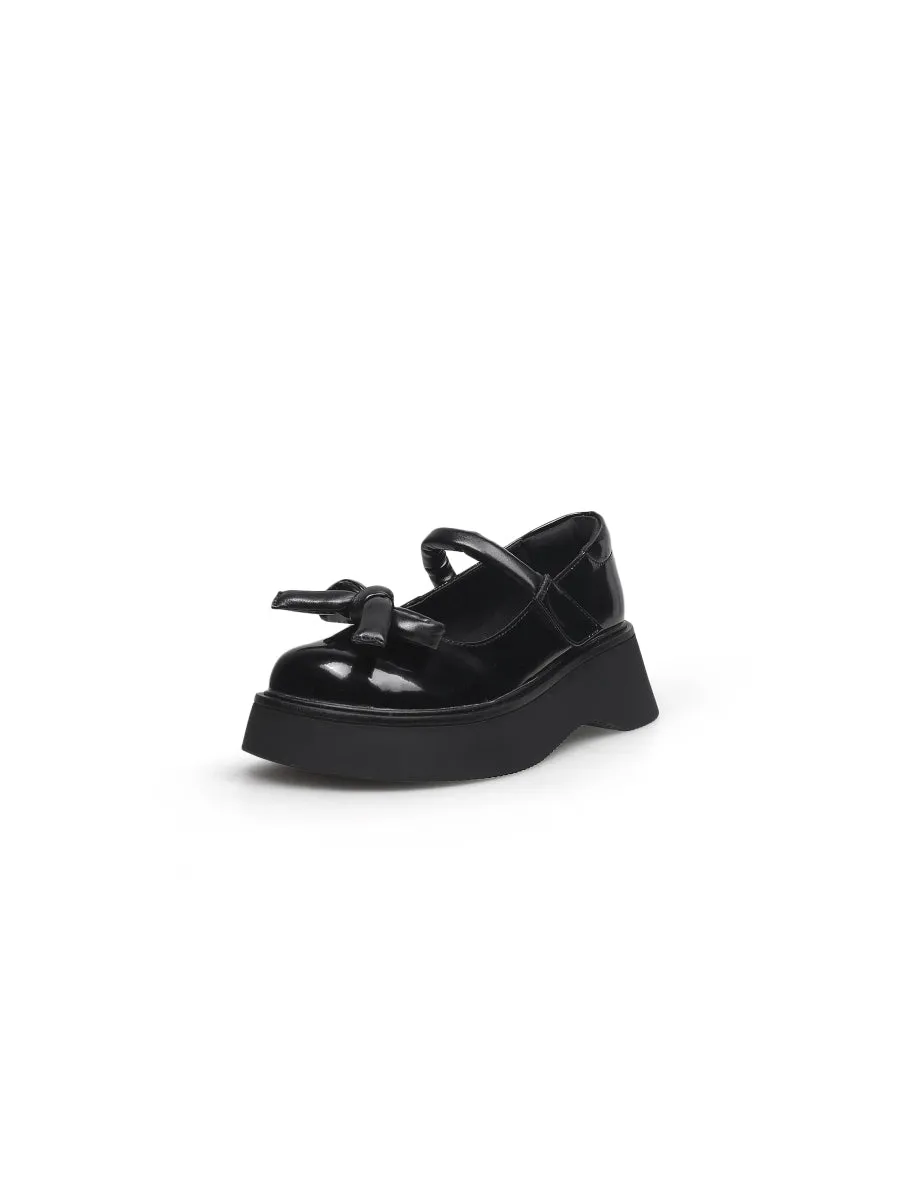 Black Patent Leather Tie-Bow Mary Jane
