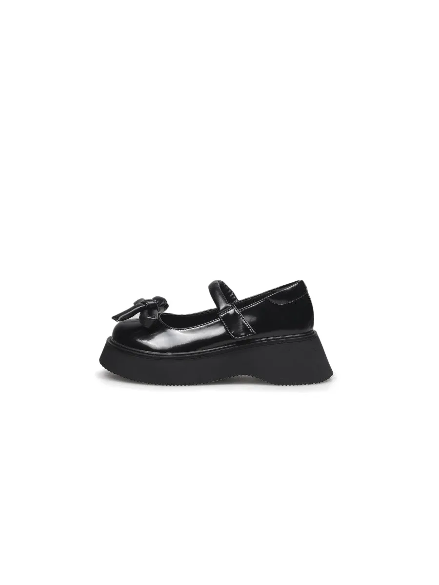Black Patent Leather Tie-Bow Mary Jane