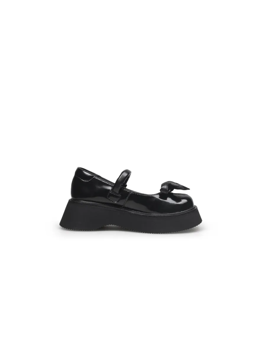Black Patent Leather Tie-Bow Mary Jane
