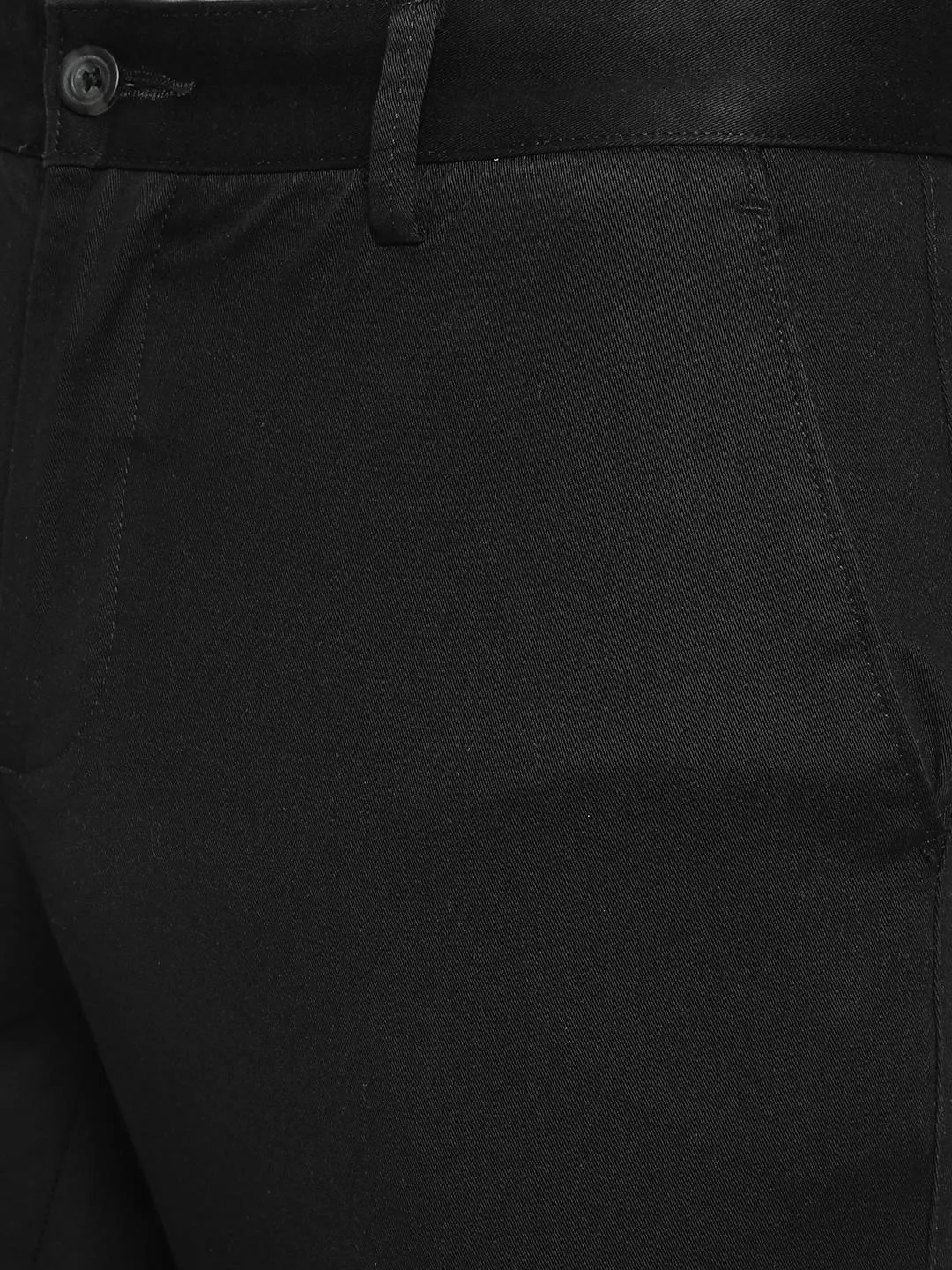 Black Solid Super Slim Fit Casual Trouser | Greenfibre