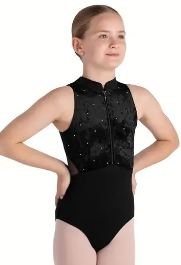Bloch Tanya Zip Front Black Leotard  - Childs