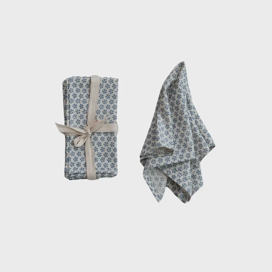Block Print Blue Napkins S/4