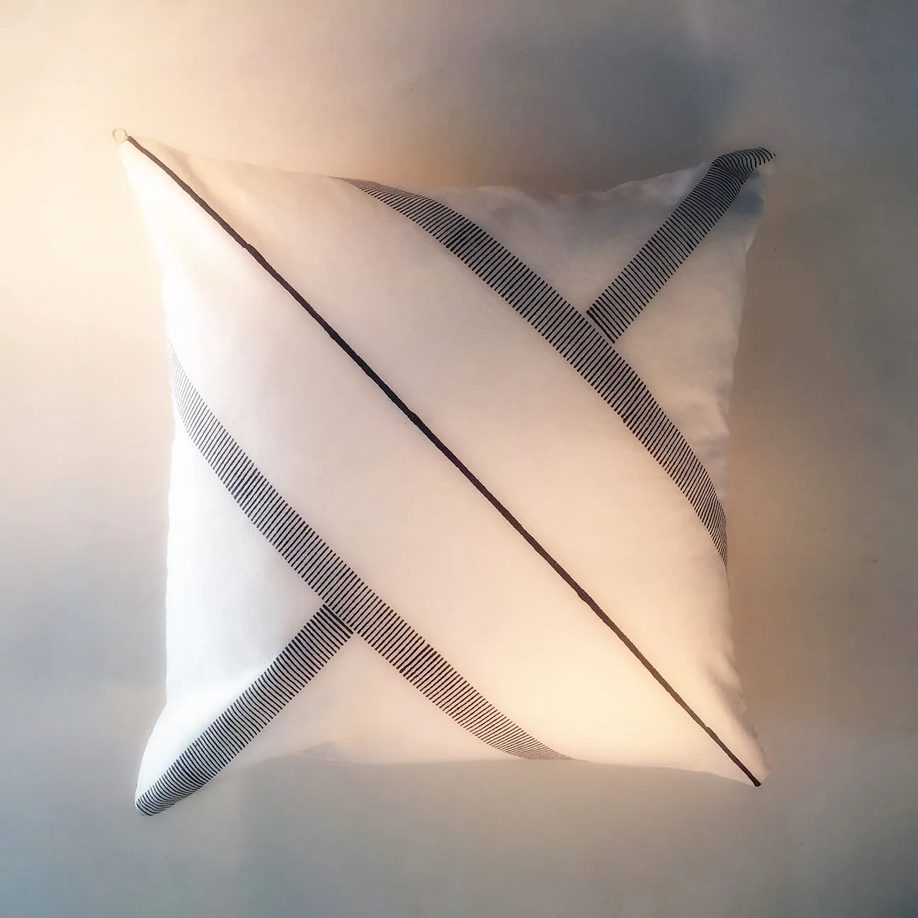 Block Print Corner T Pixelated Stripes 18" Square Pillow