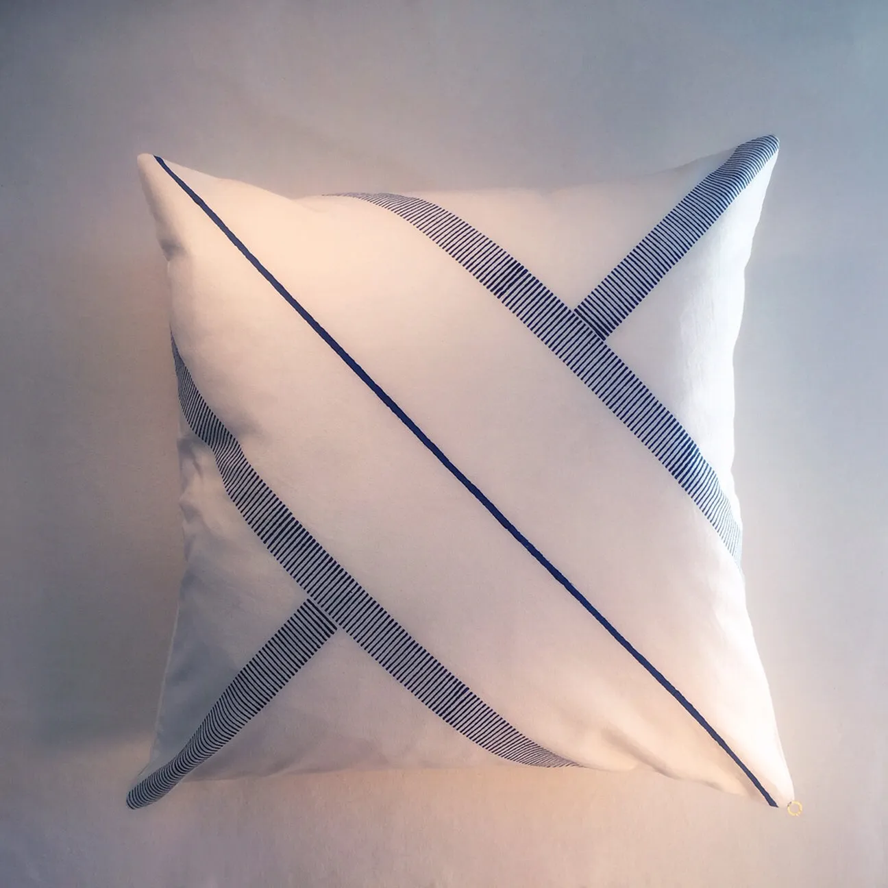 Block Print Corner T Pixelated Stripes 18" Square Pillow