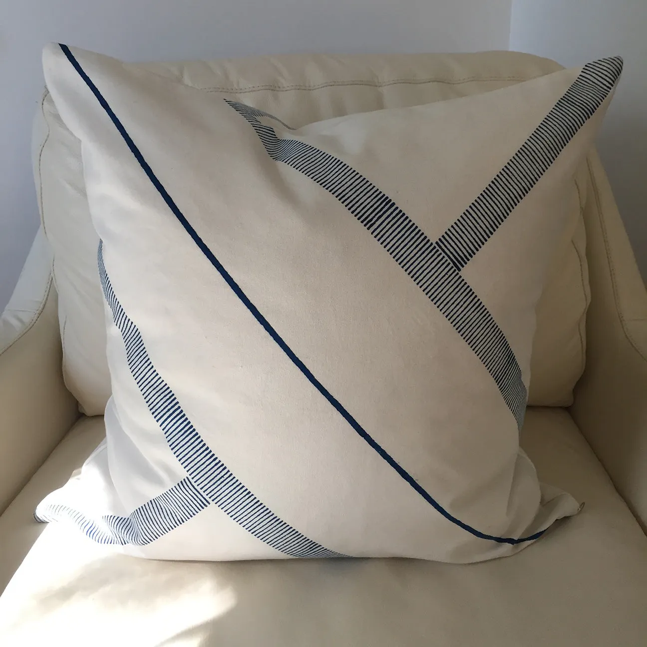 Block Print Corner T Pixelated Stripes 18" Square Pillow