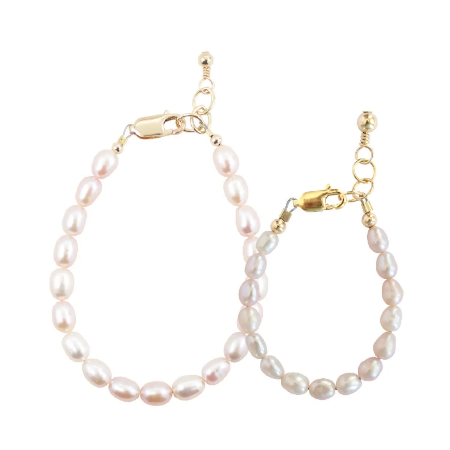 Blush Pearl Mom   Mini Bracelet Set (6MM   8MM Beads)