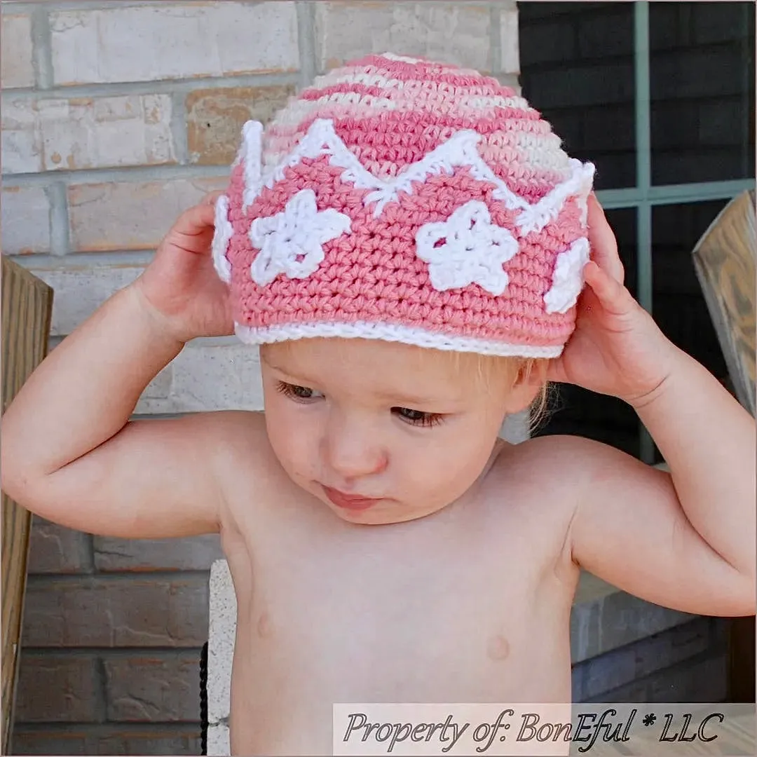 Boutique Baby Girls Hat Crown 9 Months - 2 Years Crochet Crown 1st 2nd Bday
