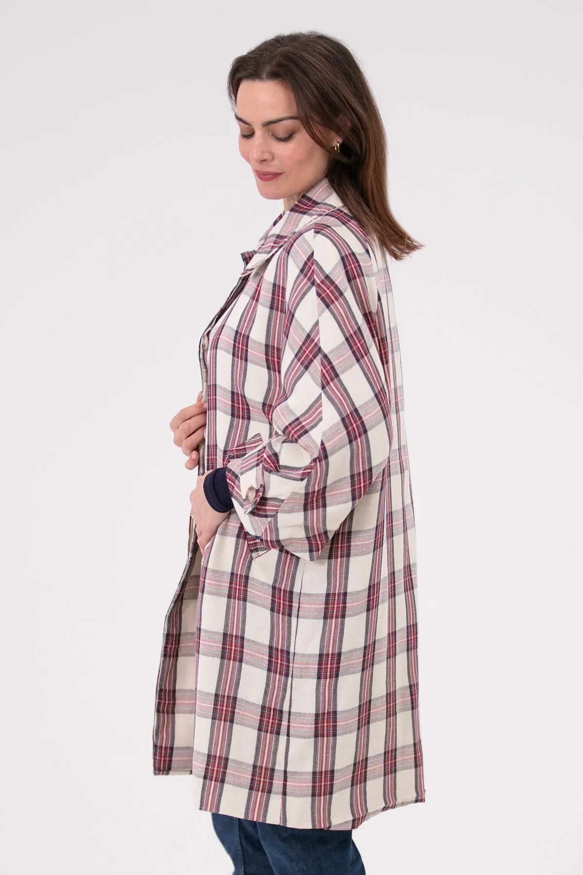 Calamity Jane Multi Check Cotton Twill Coat