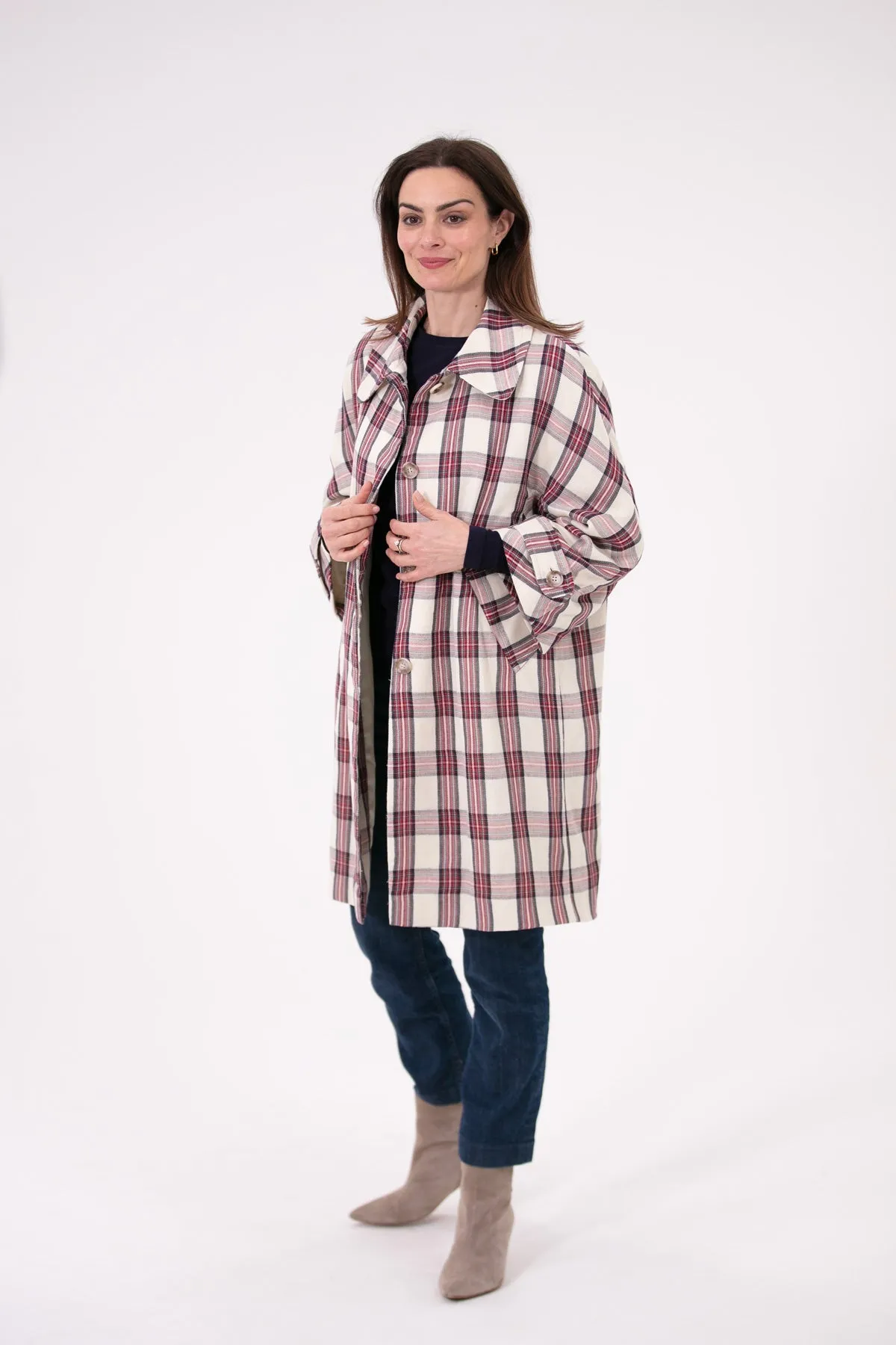 Calamity Jane Multi Check Cotton Twill Coat