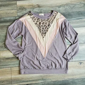 Chevron Color Block Animal Print Long Sleeve