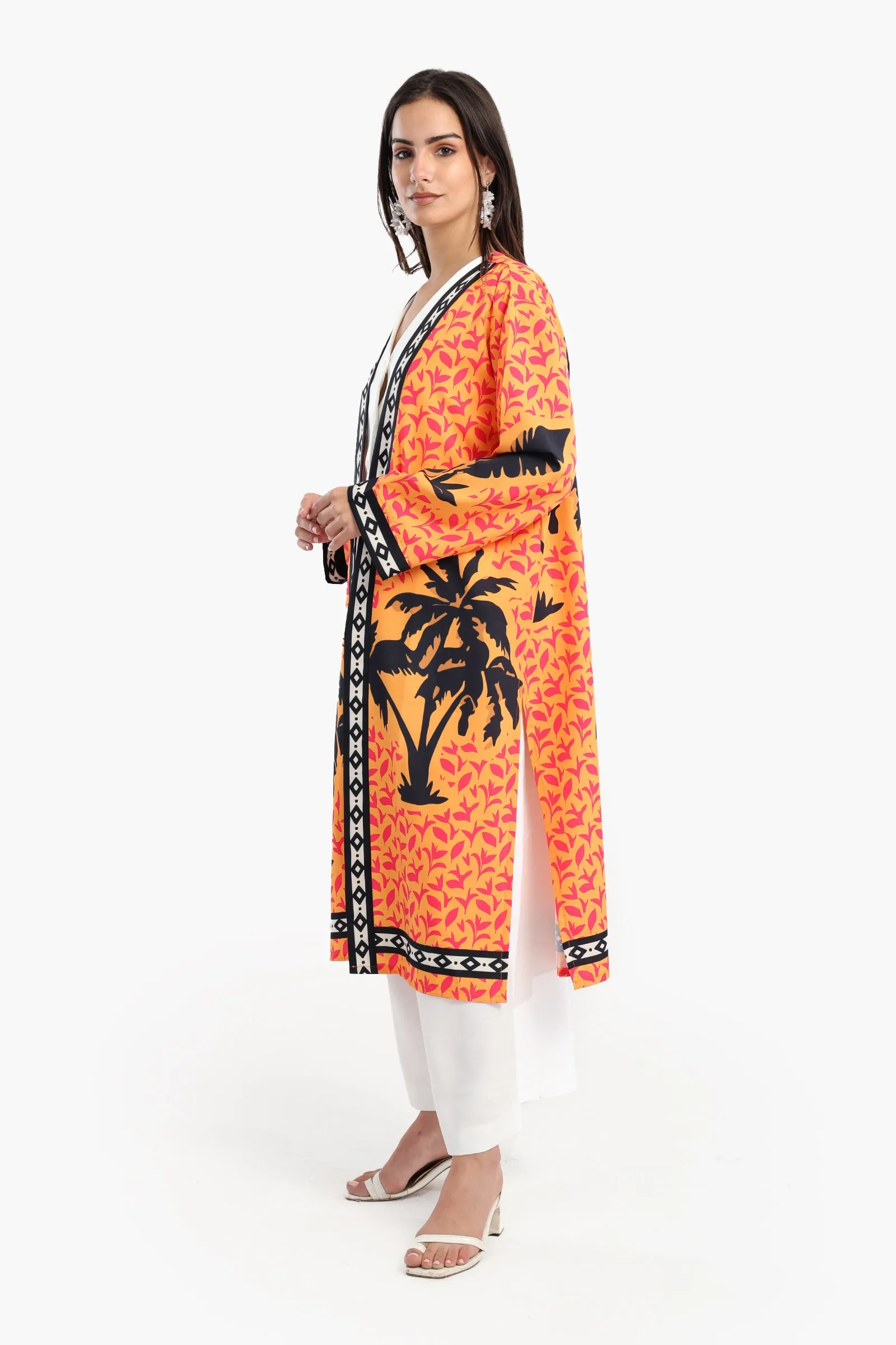 Colorful Palm Printed Kimono