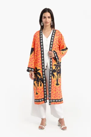 Colorful Palm Printed Kimono