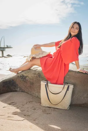 Coral Boho Short Beach Dress
