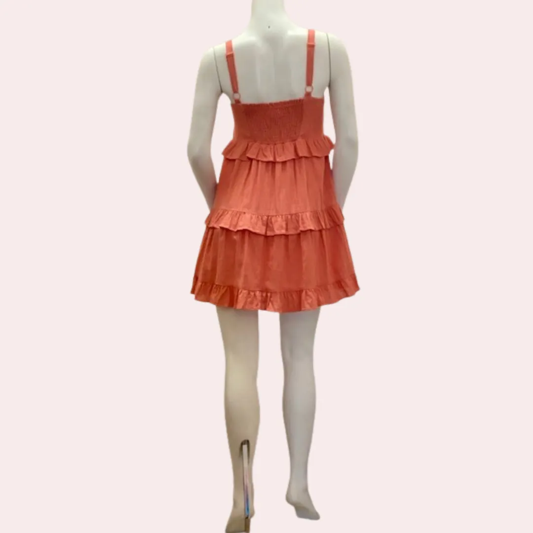 Coral tiered ruffle summer dress